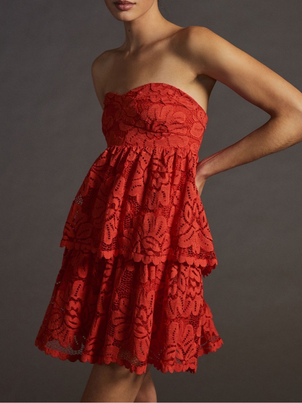 Anthropologie Maeve Strapless Lace Mini Dress